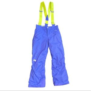 The North Face Kids Blue Snow Pants with Yellow Straps- girls 10/12